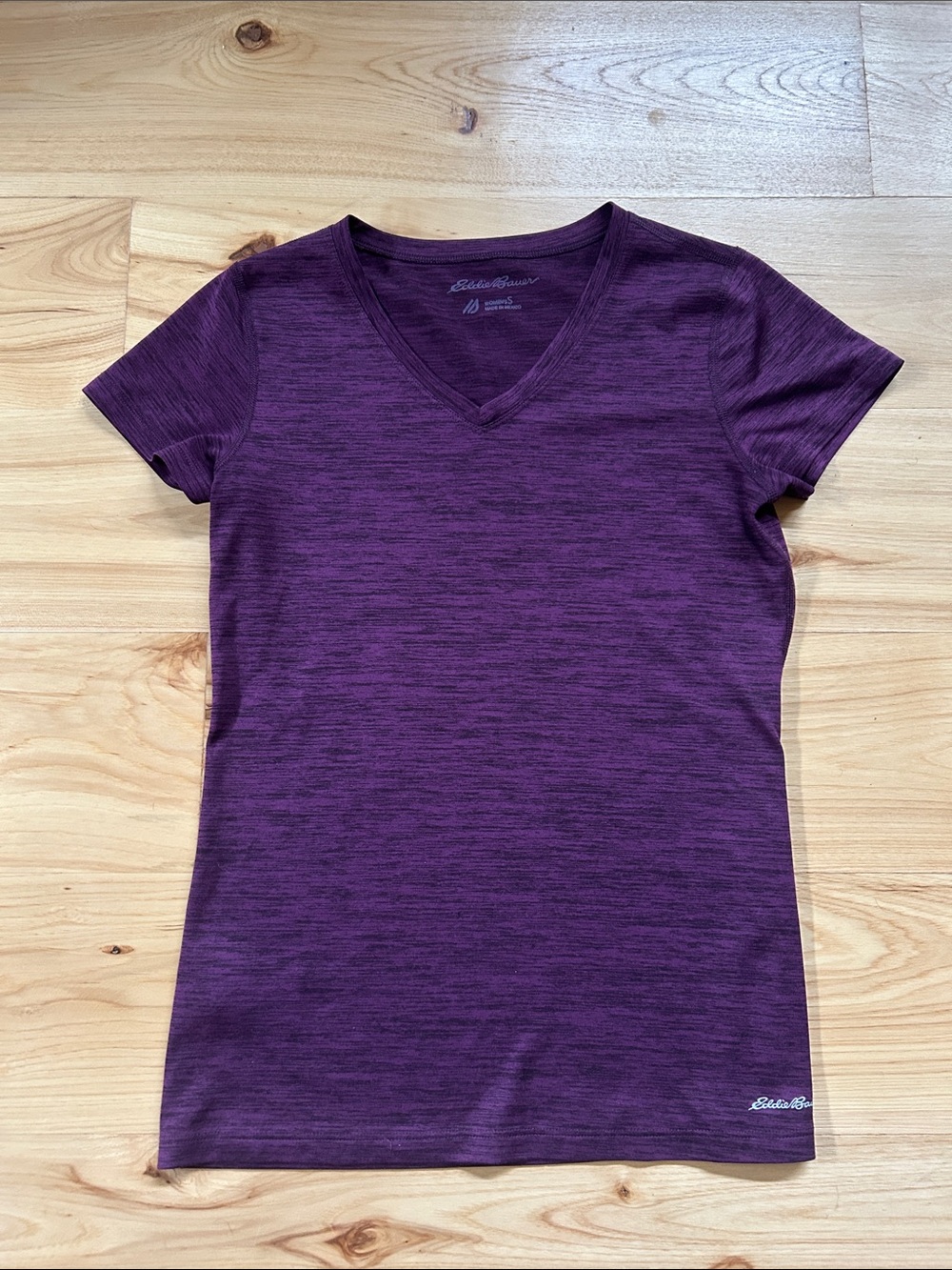 Eddie Bauer Women's Heathered Deep Purple V-Neck Performance Tee